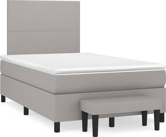 vidaXL Vidaxl - Cama Box Spring Con Colch&oacute;n Tela Gris Claro 120x190 Cm