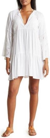 Boho Me Eyelet Bell Sleeve Tunic in White at Nordstrom Rack, Size X-Large