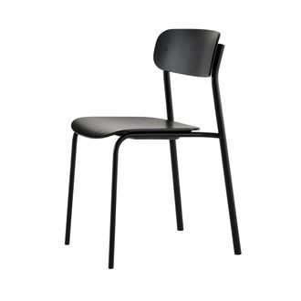 Thonet S 243 Stuhl, tiefschwarz (RAL 9005) / Eiche schwarz gebeizt (TP 29)