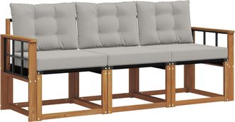vidaXL Conjunto De Sof&aacute;s De Exterior 3 Uds. Gris Natural Y Claro Vidaxl