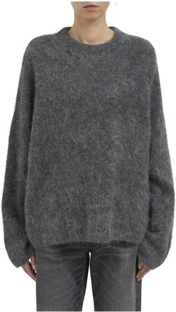 Soft Goat Jersey de cuello redondo de alpaca cepillada - Knitwear - Mujer - Gris - S