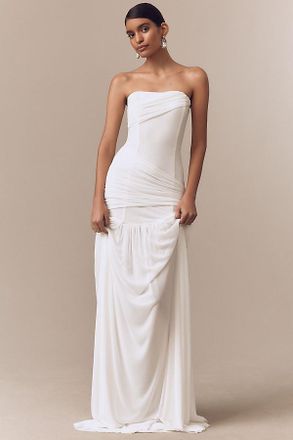 Misha Collection Ember Strapless Wrapped Stretch Jersey Drop-Waist Maxi Dress