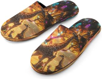 Generic Giraffe Family Sunset Mens Cotton Slippers Memory Foam Comfort House Shoes Winter Indoor Slipper for Hotel Casa Spa