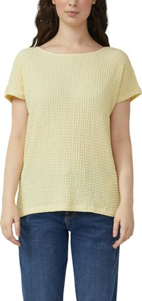 s.Oliver T-Shirt S.OLIVER, Damen, Gr. 36, butter gelb, Strick, Obermaterial: 96% Polyester, 4% Elasthan, Strukturmuster, relaxed fit normal, U-Boot-Ausschnitt,