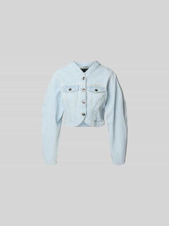 Rotate Cropped Jeansjacke mit Knopfleiste in Hellblau, Gr&ouml;&szlig;e 40