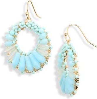 Cara Beaded Circle Drop Earrings in Blue at Nordstrom Rack