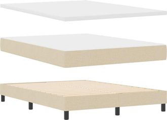vidaXL Cama Tipo Box Spring Con Colch&oacute;n Crema 160 X 200 Cm Tela Vidaxl