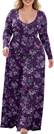 Generic Long Sleeve Dress for Women,Vintage Flower | Flowy Holiday Long Dress Fashion Fall Outfits - Beautiful Fashion Flowers-a 5XL