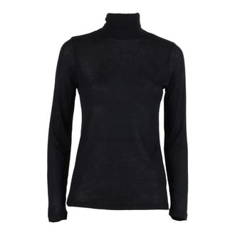 Majestic Filatures Turtleneck T-shirt met lange mouwen - Dames - Coltruien - Zwart - L - Truien & Vesten