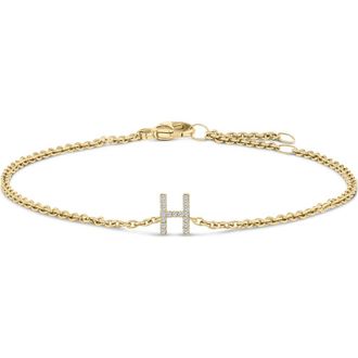 House of Brilliance 10K Gold Diamond Accent A-Z Initial Charm and Link Bracelet in Yellow | H at Nordstrom