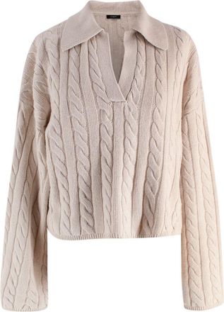 Joseph Cream Light Cable Knit Polo Neck Jumper Size M