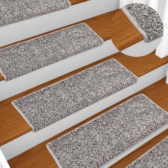 Berkfield Home Carpet Stair Treads 15 pcs 65x21x4 cm Grey | Size: Medium