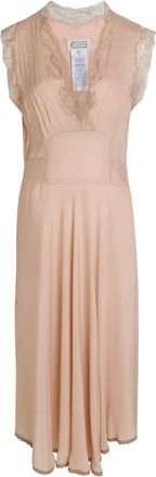 Maison Margiela Lace-trim Satin-silk Midi Dress - Light Pink - 42 (UK10 / S)