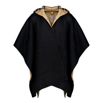 Burberry Cashmere Poncho - Dames - Jassen - Zwart - Maat: ONE Size Kasjmier