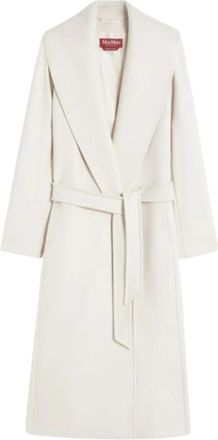 Max Mara Lange Badjasjas - Dames - Jas met riem - Beige - S - Wol - Jassen