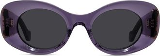 Loewe Anagram 49mm Small Rectangular Sunglasses in Shiny Violet /Smoke at Nordstrom