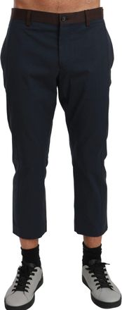 Dolce & Gabbana Brown Stripes Cropped Trousers Mens Pants
