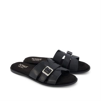 Toms Toms Sol Mule Leather Womens Black Sandals - Size UK 7