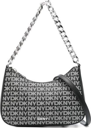 DKNY Compact Curved Crossbody Bag with Logo Pattern