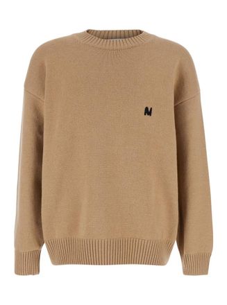 Msgm Beige Crew Neck Sweater