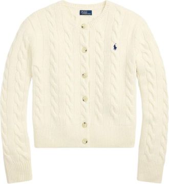 Ralph Lauren Buttoned Cable Knit Cardigan - Dames - Vesten - Beige - M - Truien & Vesten