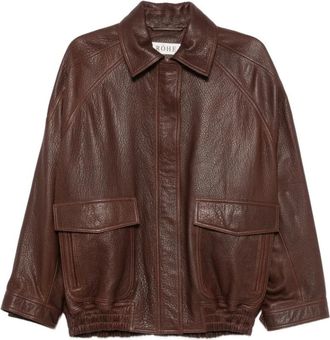 R&oacute;he Grain Leather Aviator Jacket - Dames - Jassen - Bruin - Maat: S Leer