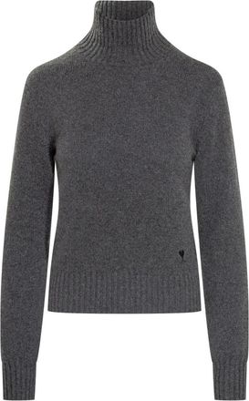 Ami De Coeur Turtleneck Sweater - Dames - Cashmere truien - Grijs - 2XS - Wol - Truien & Vesten