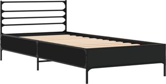 vidaXL Vidaxl - Estructura De Cama Madera De Ingenier&iacute;a Y Metal Negro 90x200 Cm