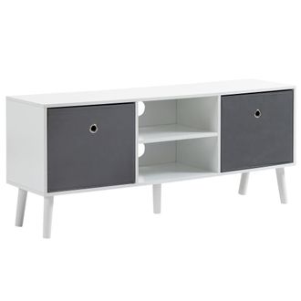 HOMCOM Mueble de tv 110x29x46.5 cm blanco y gris