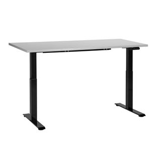Beliani Beliani - Escritorio De Altura Regulable El&eacute;ctrico Oficina Moderna Patas Cuadradas 160 X 72 Cm Tablero Gris Soporte De Acero Negro Destines