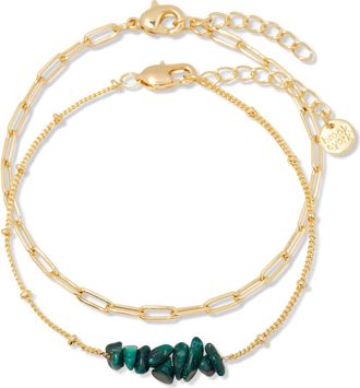 Brook & York Alex Stacked Bead & Link Bracelet Set in Gold May at Nordstrom