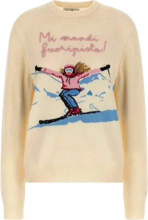 MC2 Saint Barth Truien & Vesten, Dames, Beige, XS, Wol, New Queen Sweatshirt