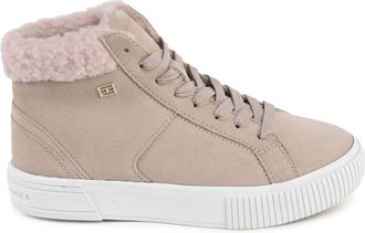 Tommy Hilfiger Womens Shearling Trimmed Hightop Sneaker - Tan Leather - Size EU 37