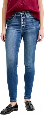 Judy Blue Hi-Rise Button Fly Skinny Jeans In Medium Wash