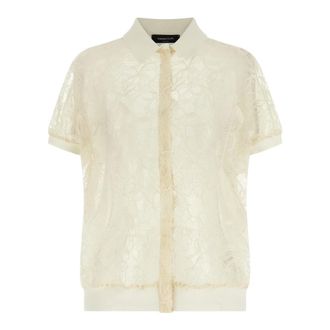Fabiana Filippi Lace-Detail Short-Sleeve Cardigan - female - Fabiana Filippi - Shirts - Beige - S - Blouses & Shirts