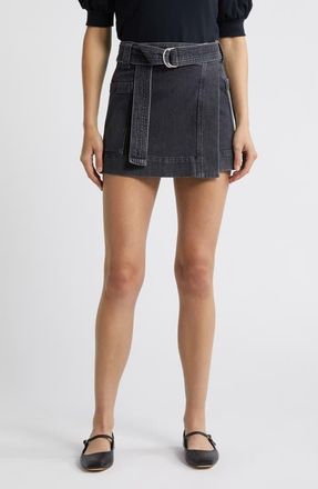 Rails Deanna Belted Denim Wrap Miniskirt in Black Pearl at Nordstrom, Size X-Large
