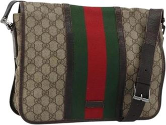 Gucci Pre-owned Vintage GG Canvas Shoulder Bag - Dames - Vintage Schoudertas - Beige - ONE Size - Leer - Vintage