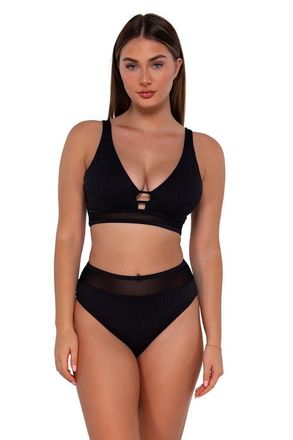 Sunsets Danica Bikini Swimsuit Top - D Cup in Black Seagrass Texture at Nordstrom, Size 38