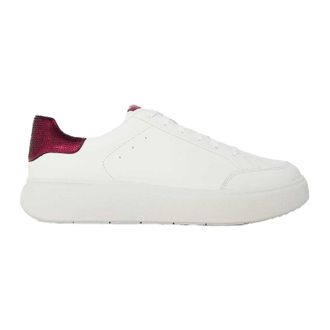 FitFlop Dames-sneakers met pailletten en platte zool (Wit/Robijnrood)