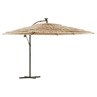 vidaXL Sombrilla De Jard&iacute;n Con Leds Poste Acero Marr&oacute;n 290x290x238 Cm Vidaxl