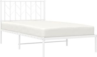 vidaXL Metal Bed Frame without Mattress with Headboard White 100x190cm Vidaxl