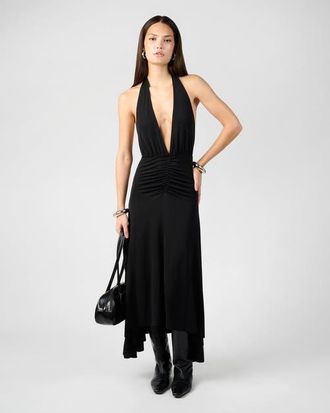 WeWoreWhat Draped Knit Halter Midi Dress in Black at Nordstrom, Size Xx-Large
