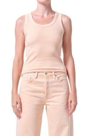 A Gold E Poppy Rib Organic Cotton Blend Tank in Sun Filter Light Dusty Orange at Nordstrom, Size X-Small