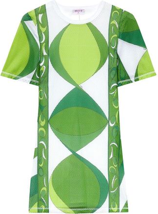 Pucci graphic-print short-sleeve minidress - women - Cotton - 38 - Green