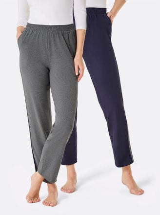 Feel Good Wellnesshose FEEL GOOD, Damen, Gr. 36/38, Normalgr&ouml;ssen, blau (marine, anthrazit, meliert), 95% Baumwolle, 5% Elasthan, gemustert, gestreift, unifarbe