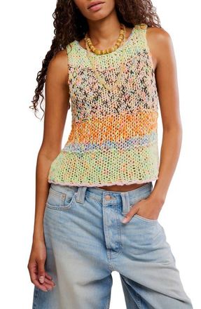 Free People Flea Market Crop Marled Cotton Blend Sweater in Green Combo at Nordstrom, Size X-Large