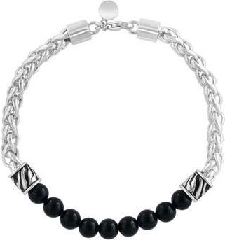 Effy Sterling Silver Beaded Onyx Bracelet in Black at Nordstrom Rack, Size 8.5