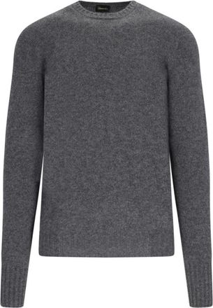 Drumohr Classic Sweater In Grey Cashmere Crew Neck