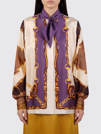 Gucci Camicia in seta con stampa Horsebit