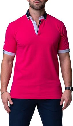 Maceoo Mozartsolidskull Fuchsia Piqué Button-Down Polo in Pink at Nordstrom, Size 2